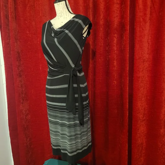 3/$60 RALPH LAUREN  Black & White Fitted Wrap Dress Size 4 - Picture 3 of 7
